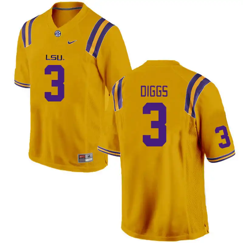 Men's LSU Tigers Logan Diggs #3 Gold NCAA Football Jersey